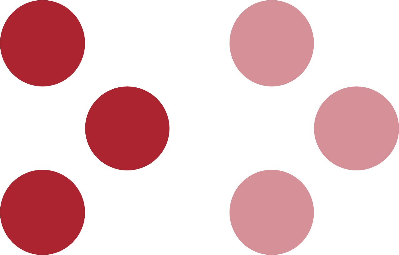 Grafica di cerchi rossi e rosa che rappresentano il concetto di sviluppo e crescita.