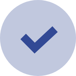 Icona a forma di cerchio blu con il simbolo del check al centro.