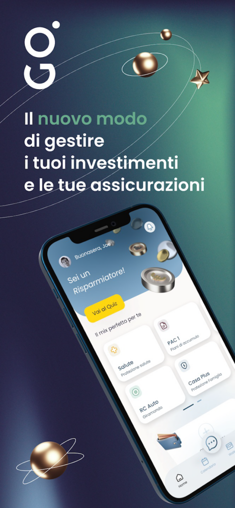 Immagine che mostra l’app GO nello schermo di un cellulare.