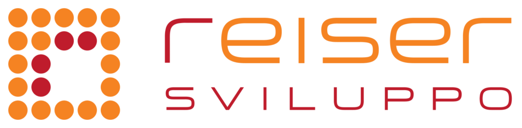 Logo di Reiser Sviluppo con cerchi arancioni e rossi.