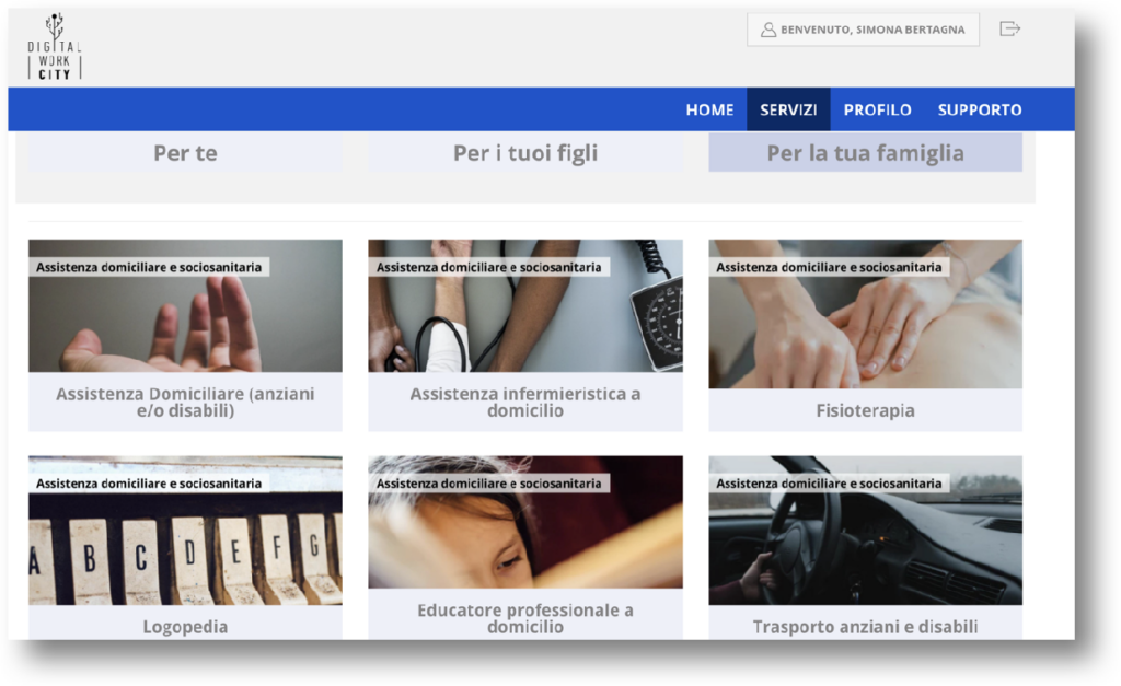Immagine che mostra l’anteprima dei servizi presenti sito web sviluppato per Whitelibra.